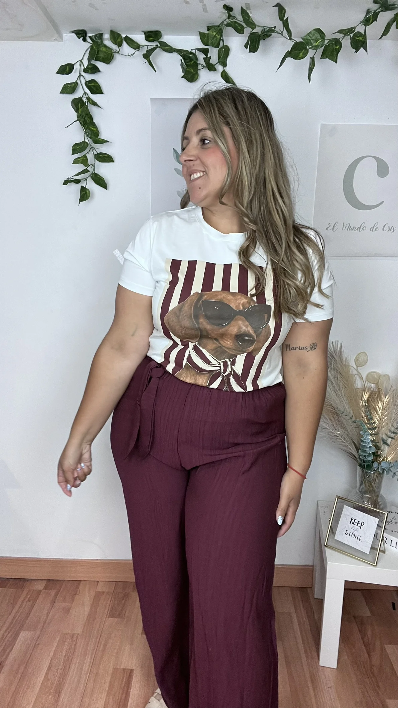 Camiseta Gafas Burdeos