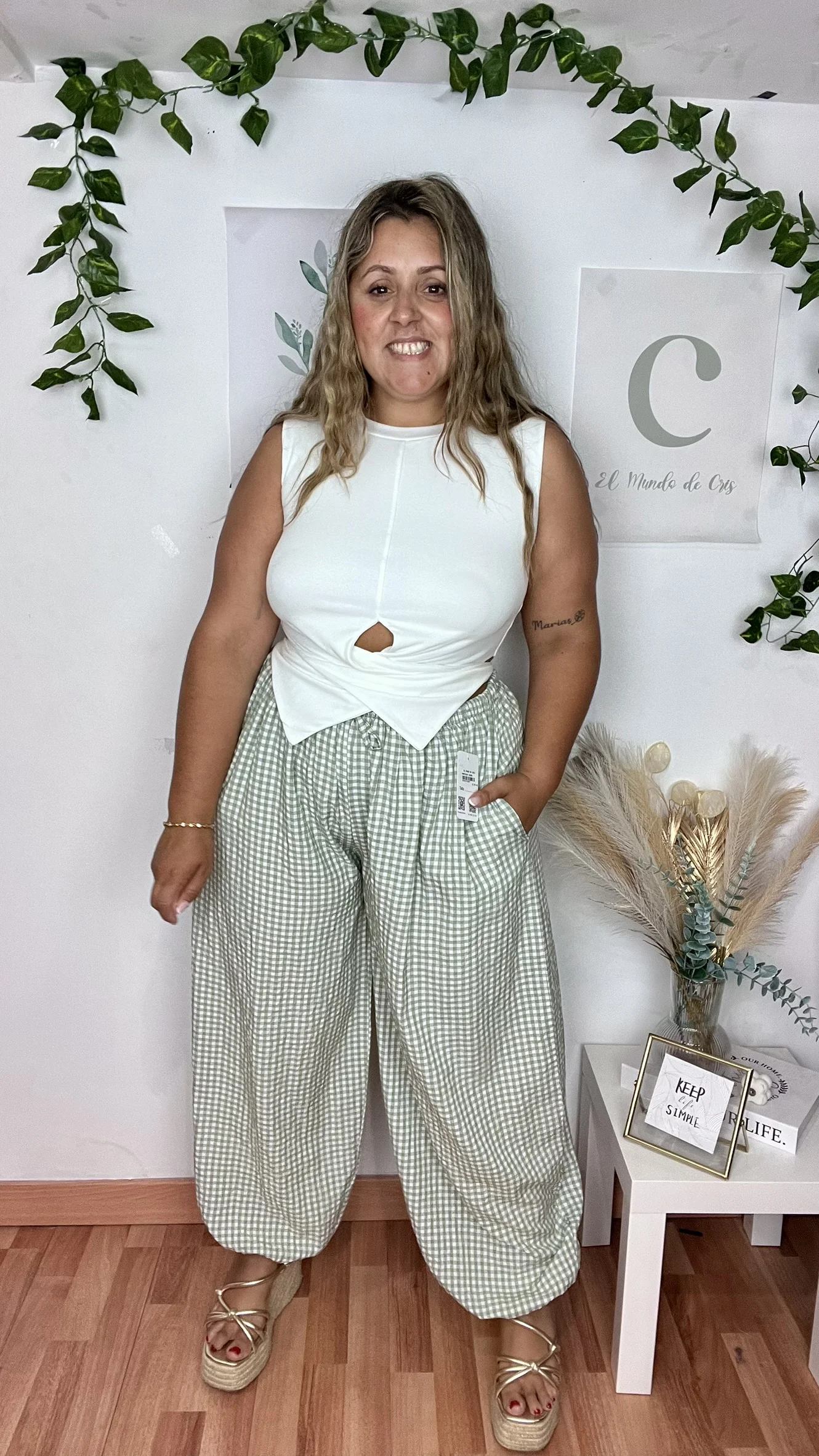 Pantalon Vichy Verde