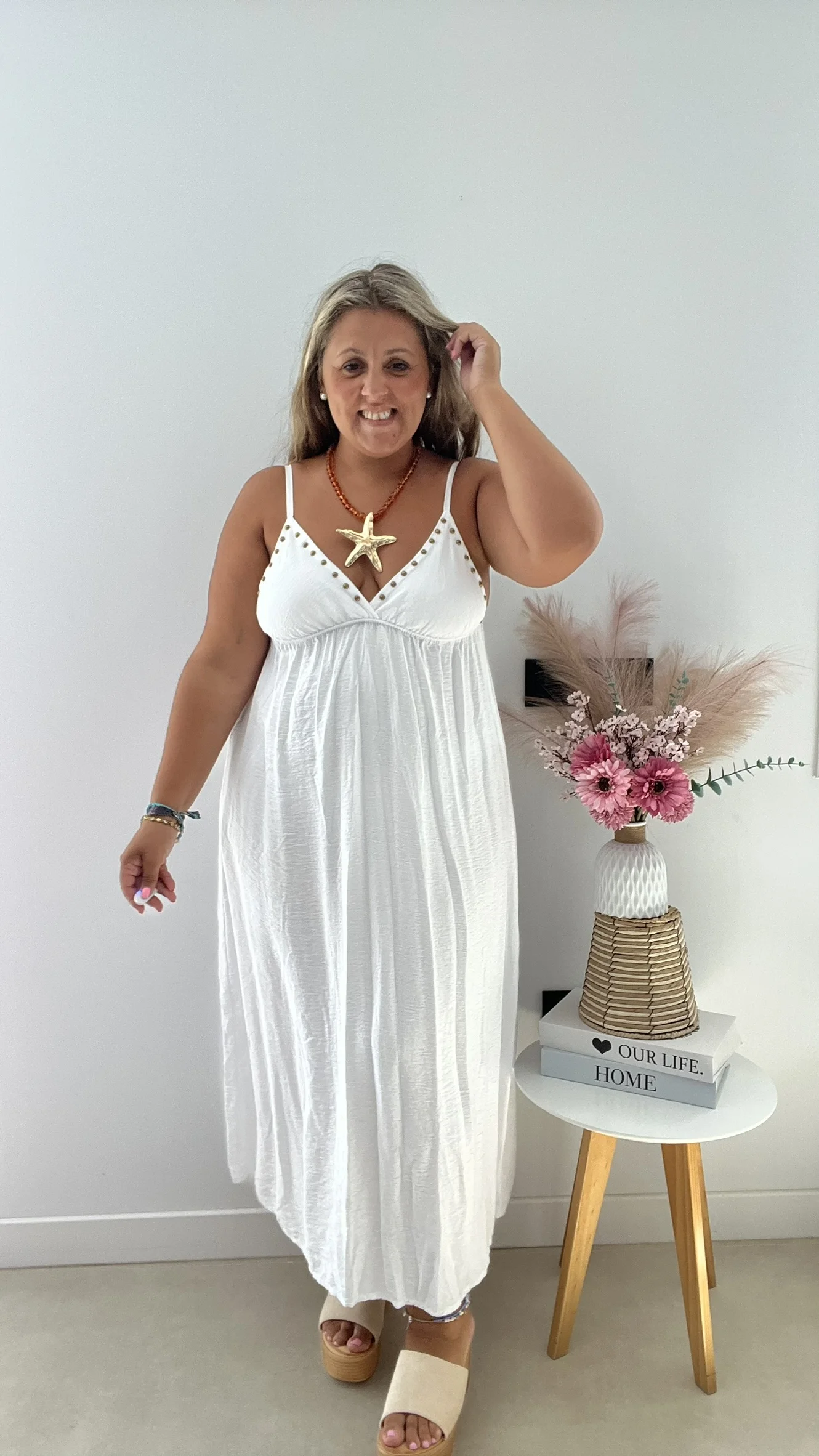 Vestido Tachas Blanco
