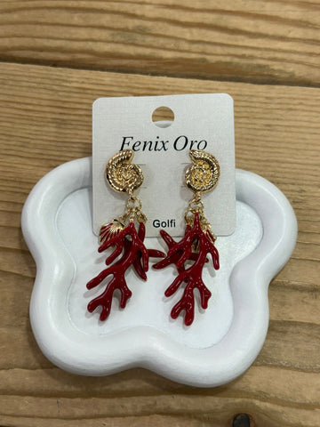 Pendiente Coral Caracola