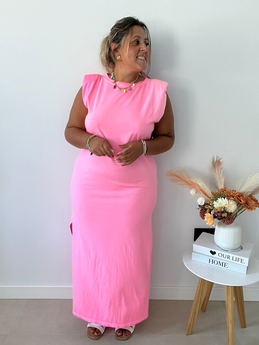 Vestido Fluor Hombreras